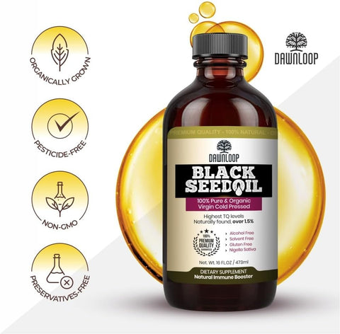 4 oz Dawnloop Organic Black Seed Oil – 100% Pure, Cold-Pressed & High Thymoquinone for Wellness