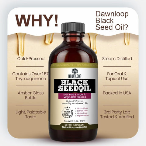 4 oz Dawnloop Organic Black Seed Oil – 100% Pure, Cold-Pressed & High Thymoquinone for Wellness